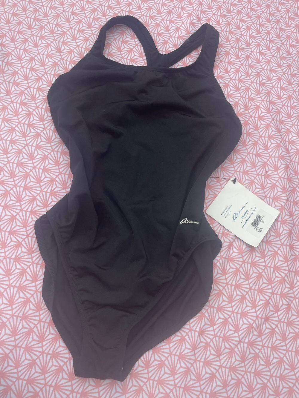 Dolphin Black Racerback Performance One Piece Swim Suit 38 NWT - Picture 2 of 6